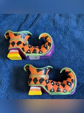 A Pair of Stunning Halloween Witches Festive Shoes ,Taper Candle Holders